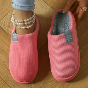 Unisex pluche huispantoffels, gezellige en warme pluizige instapschoenen met gesloten , comfortabele binnenvloerpantoffels