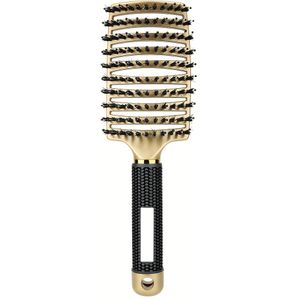 Professionele Salon Haarborstel | Dubbellaagse Nylon Borstelharen, Antistatisch, Geschikt voor Nat Haar Krullen en Kammen, Ontworpen voor Vrouwen, ABS Plastic en Metalen Handvat