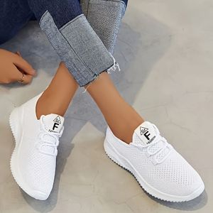 Breathable Knit Women's Sneakers - Lightweight, Non-slip, Comfortable Running Shoes With Adjustable Laces For Wear, Pink