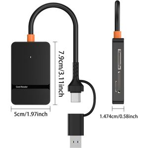 1pc Multi-functional Usb-c & Usb-a Card Reader, Supports Sd/tf/cf/ms Cards And Usb Flash Drives, Portable Adapter, No Battery Required