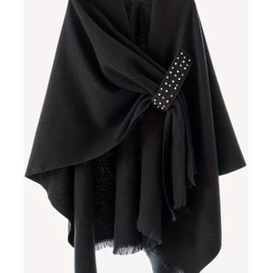 Elegante plus-size kleurige cardigan - Acryl V-hals met rhinestenen , licht elastische geweven jas voor herfst/winter, asymmetrische warme shawl