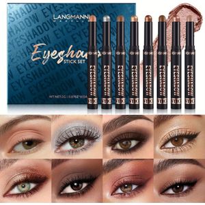 8 stuks Crème Oogschaduw Stick, Glitter Oogschaduw Potlood, Gepigmenteerde Oogschaduw Pen, Waterproof Langdurige Oog Highlighter Stick
