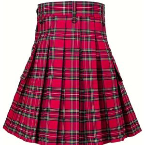 Heren Schotse Geplooide Kilt - & Ruit, Niet-Rekbare Stof, Regular Fit voor 's Day, , Bruiloften, Halloween & Traditionele Festivals