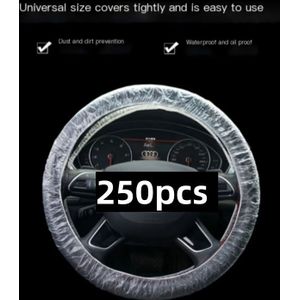 250-pack Disposable Plastic Steering Wheel Covers - Dust And Dirt Prevention, Waterproof And Oil Proof Steering Wheel Protective