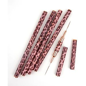 5-Pack Leopard Print Nail Art Pennen, Metallic, Zachte Kwast, Niet-Irriterend, Nieuw Ontwerp, Nagel Teken Gereedschap voor Beginners, Ongeparfumeerd, Voet, Hand en Nagelverzorging