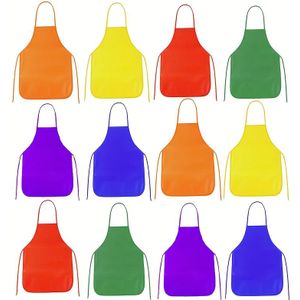 6/12 stuks Non-Woven Stoffen Schorten - Levendige Kleuren (Oranje, Geel, Rood, Groen, , Roze, , Teal, Marineblauw, Bourgondië, Goud, Maroon)