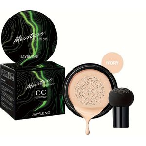JAYSUIING Mushroom Cushion Foundation - Natuurlijke Lichtgewicht Concealer met Langdurige Hydratatie & Verheldering, CC Crème voor Alle Huidtinten, Licht tot Medium , Groene Verpakking