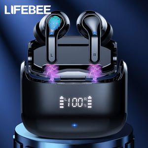 Echt Draadloze Oordopjes, LIFEBEE Draadloze Oortelefoons met LED Display, Draadloze Hoofdtelefoons met Microfoon voor IOS/