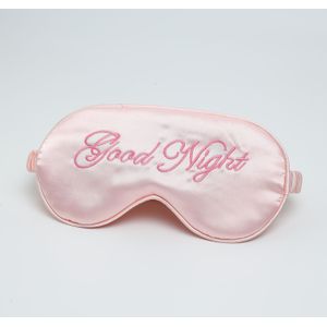 Slaapmasker, oogbedekking voor nachtelijk gebruik, maskersluiper met goedenachtenpatroon en borduursel – ontspannend verband essentieel voor reizen thuisgebruik (voor vrouwen/mannen)