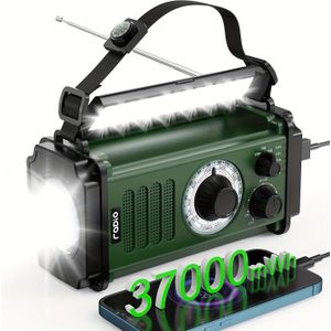 Noodradio, Handmatige Krukreadio, Zonne-energie Radio, AM FM NOAA Weerradio, 5 Oplaadmethoden, Zaklamp en LED Leeslamp, SOS Alarm voor Seizoensoverstromingen en Stormen