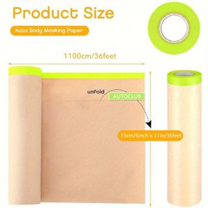 6/12/20/24 Inch Rolls Of Masking Tape With Paper, Automotive Paint Protection, Waterproof For Painting, & Stick, Painter's Tape For Car &