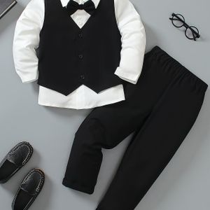 Jongens' Strikje Gentleman Pak 3- met Lange Mouwen