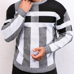 Herfst En Winter Nieuwe Mode Jacquard Trui Voor Heren, Casual Tops Pullover Trui, Lange Mouwen Crew Neck Onderkleding Tops