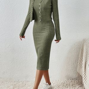 zd091328 Herfst Winter Elegante Slim Fit Jurkenset