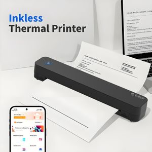 A4 Thermische Draagbare Printer, Compatibel met en IOS, Ondersteunt Vouwpapier en Rolpapier Printen, Ingebouwde Batterij, USB Opladen, Draadloos voor Reizen, Voertuigen