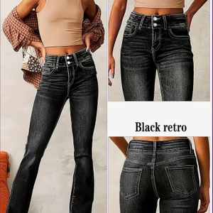 Vrouwelijke Elegante Flare Jeans, Hoge Stretch Viscose Mengsel, Effkleur, Alle Seizoenen, Detail, Geweven Stof, 360g/m² - Modieuze Wijdere Taille Bell Bottoms
