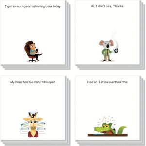 4pcs Humor Office Sticky Note, 3x3 Inch, 50 Sheets Of Paper/ Board, Sticky Memo Board With Humorous Cartoons And Quotes, For School, Office, Household Items, Students, Teachers, Gifts