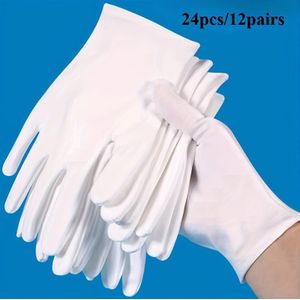 24 stuks/12 paar Witte Hydraterende SPA Handschoenen, Zacht en Ademend, Goede Elasticiteit, Handmatig Aansluitend, Geschikt voor Lotions en Hydratatie, Geschikt voor de Meeste Vrouwen