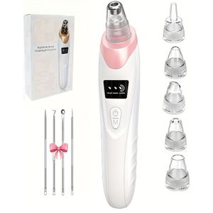 SKYUV USB - Mee-eterverwijderaar met 3 zuigmodi, 4 opzetstukken & 5 sondes - Oplaadbaar porendestapparaat voor wit/beige/roze beige, USB-C, draagbare gezichtsstomer voor gevoelige huid, cadeau