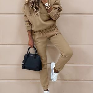 Vrouwen's Casual Zwarte Hoodie & Joggingbroek Set - Gezellige Herfst/Winter Outfit met Trekkoord, Lange Mouwen en Zijvakken, Perfect voor Casual Kleding, Comfortabele Pasvorm