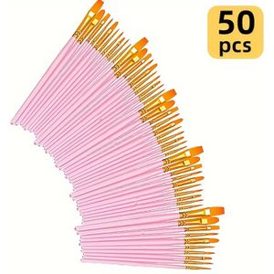 20st/50st/set Nylon Haar Waterverf Penseel Set Leren DIY Olie Acryl Schilderen Kunst Verf Kwasten Benodigdheden Kerstmis, Halloween, Thanksgiving Cadeau, Zeven Kleuren Om Uit Te Kiezen