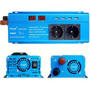 1500w/ 3000w () Inverter 12v To 220v Ac Pure Sine Converter With 2 Sockets And 4 Usb Ports For Car, Vehicle, , Outdoor, Home, Car Accessories, Tools, Christmas Stuff, Gift.