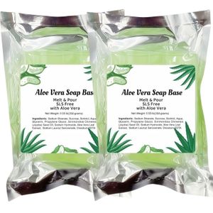 500 g/17.637 oz Aloë Vera Voorgesneden - en Gietzeepbasis | Ongeparfumeerd, Gemakkelijk Zeep Maken, Lichtgroene Kleur