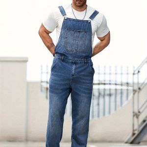 Heren Casual Denim Overall, Chique Street Style Jumpsuit voor Alle Seizoenen, GROTE MATEN