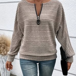 Dames Elegante Batwing Rits Trui Jas - Kleur Batwing Mouw Winter Blazer, Wasmachinebestendig Losse Pasvorm Ronde Hals voor Semi-Formele Gelegenheden, Herfst/Winter Buitenkleding