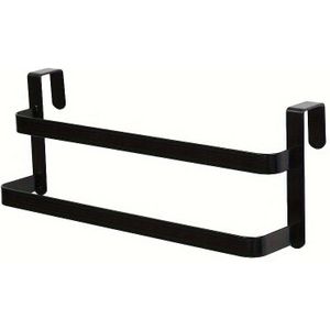 Double Kitchen Cabinet Towel Rack, Steel Door Mounted Rail For Bathroom And Shower, Holds Hand And Dish Towels, Shower Door Hanger, 1/2pcs