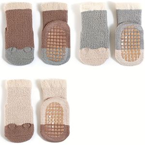 3 paar herfst/winter fleece gevoerde dikke cartoon schattige warme anti-slip halfhoge sokken, wintersokken, wintersokken voor, wintersokken voor