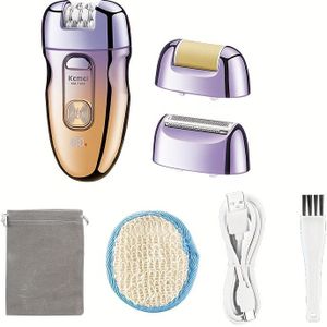 KEMEI KM-7103 3-in-1 Elektrische Haarverwijderaar Gezichtsreiniger Draadloze Oplaadbare Batterijepilator voor Vrouwen