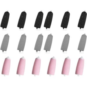 10/18 stuks Voetscrub Roller Vervangingskoppen, Pedicure Gereedschap Navullingen voor Perfecte Voetverzorging – Geschikt voor Exfoliatie van Mannen & Vrouwen in Roze, Grijs en Zwart