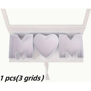 1pc/3pcs/ Day "mom" Fillable Gift Box With Red Roses, Chocolates, Strawberries & Jewelry | Elegant Black Ribbon & Heart-shaped Design | Perfect Gift For Mom, Mothers Day Gifts For Mo