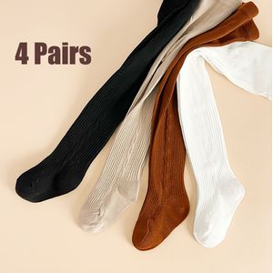 4 Paar Peuter Kinder Leggings | Simpele Panty's voor Kinderen, Geschikt voor Alle Seizoenen, Casual Stijl, Ideaal voor Baby Meisjes, Gebreide Stof, 96%, Elastaan 3.