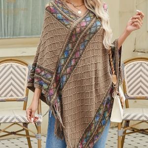 Dames Casual V-hals Trui met Franje Detail - Zwart & Kleurrijke Geometrische , Losse Pasvorm, Lange Mouw Pullover voor Herfst en Winter, Herfst Winter Kleding | Franje Detail Trui | Textuur