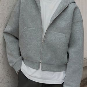 Heren Casual Kleur Drop Shoulder Jas met Rits en Capuchon | Veelzijdig voor Lente/Herfst, Zonder Voering, Regular Fit