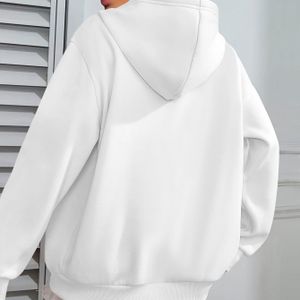 Plus Size Kleur Hoodie, Casual Lange Mouw Met Zak Hooded Sweatshirt Voor Winter & Herfst, Ontworpen voor Vrouwen, Vrouwen Plus Size Kleding