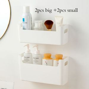 4pcs Of Kitchen Cabinet Door Inner Storage Boxes, Wall-mounted Punch-free Cabinet Plastic Wrap Hanger, Bathroom Toilet Storage Rack (2 Large + 2 Small)