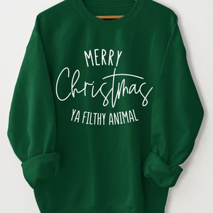 Sweatshirt met Letterprint, Casual Crew Neck Sweatshirt voor en Herfst, Dameskleding