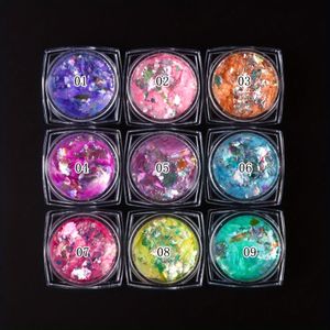 9- Set Opal Flake Nagel Pailletten Aurora Opal Poeder Zeemeermin Wolk Brokaat Glanzende Holografische Flakes DIY Manicure Decoratie