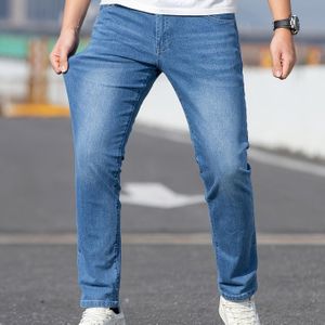 Herenslim-fit lichtblauwe jeans - Casual zakelijke stijl, gewassen denim, comfortabele pasvorm, perfect voor casual kleding, casual jeans | Slim fit jeans | Geweven textuur