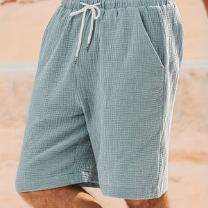 Heren Casual Shorts, Niet-Stretch, Kleur, Losse Pasvorm, Geweven, met Zakken, voor Strand, Vakantie, Weekend Casual - Zomercollectie