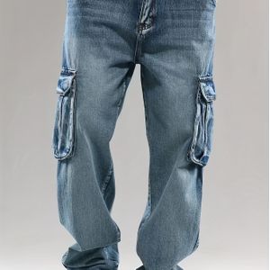 Stijlvolle casual en veelzijdige denim cargo broek voor heren