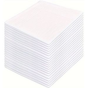 20st Premium Witte Katoenen Zakdoekjes voor Mannen - Zacht, Absorberend & Ademend, Perfect voor Pakken