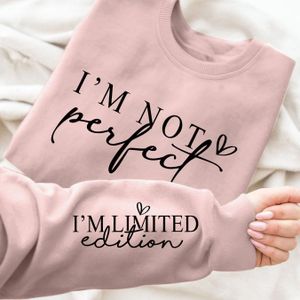 Women's " Perfect" Graphic Print Crew Neck Sweatshirt - Gray Relaxed Fit Casual Pullover For Spring & Fall, Machine Washable, Everyday , Lettering Tee, Soft Fabric