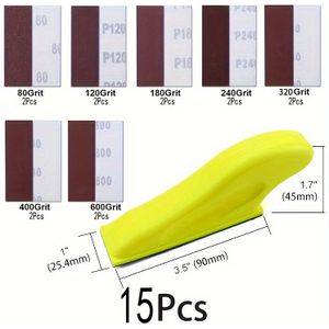 15/36pcs/71pcs Manual Sanding Machine Kit: 3.5"x1" Mini Detail Sanding Block For Wood And Metal Projects (80-600 Grit Wet/dry Sandpaper, Adhesive Back Sandpaper)