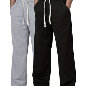 2 stuks Heren Casual Wijdpoot Outdoor Sportbroek, Niet-Rekbaar , Kleur, Wasmachinebestendig - Geschikt voor Hiken en de Buitenlucht, Platte Schoenen Lente/Herfst