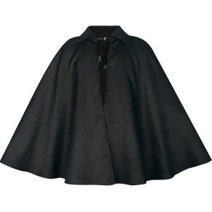 Zwarte Casual Korte Kap met Verstelbare Strikband – Mystieke Halloween Kostuumaccessoire, Polyester Stof, Wijdvallend Pasvorm, Alleen Met De Hand Te