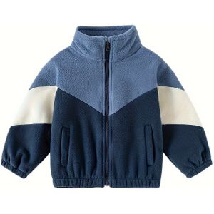 Jongens' Gezellige Omkeerbare Fleecejack - Kleurblok, Warm & Stijlvol voor Herfst/Winter